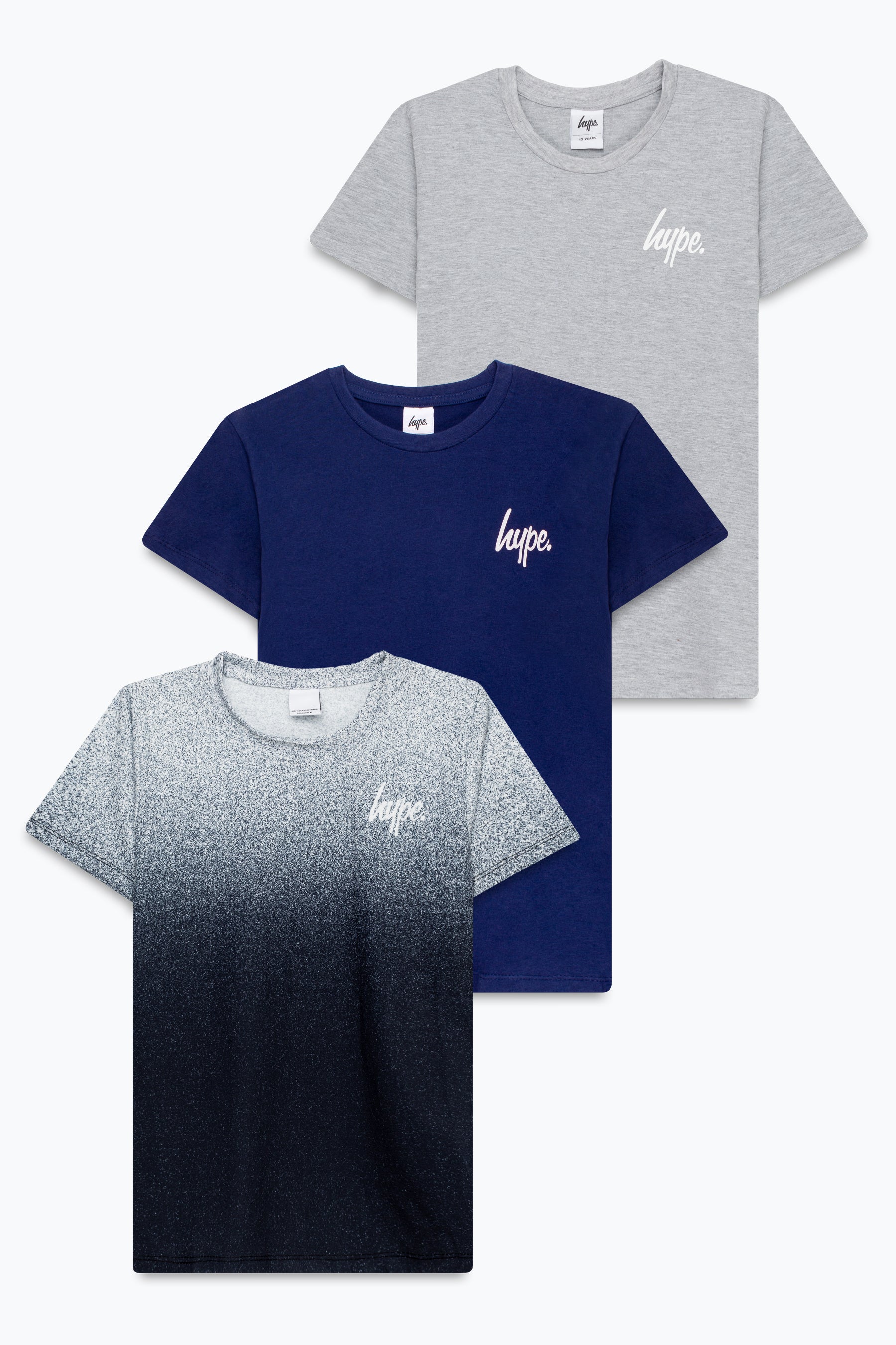 hype boys 3 pack mono speckle script fade t-shirt