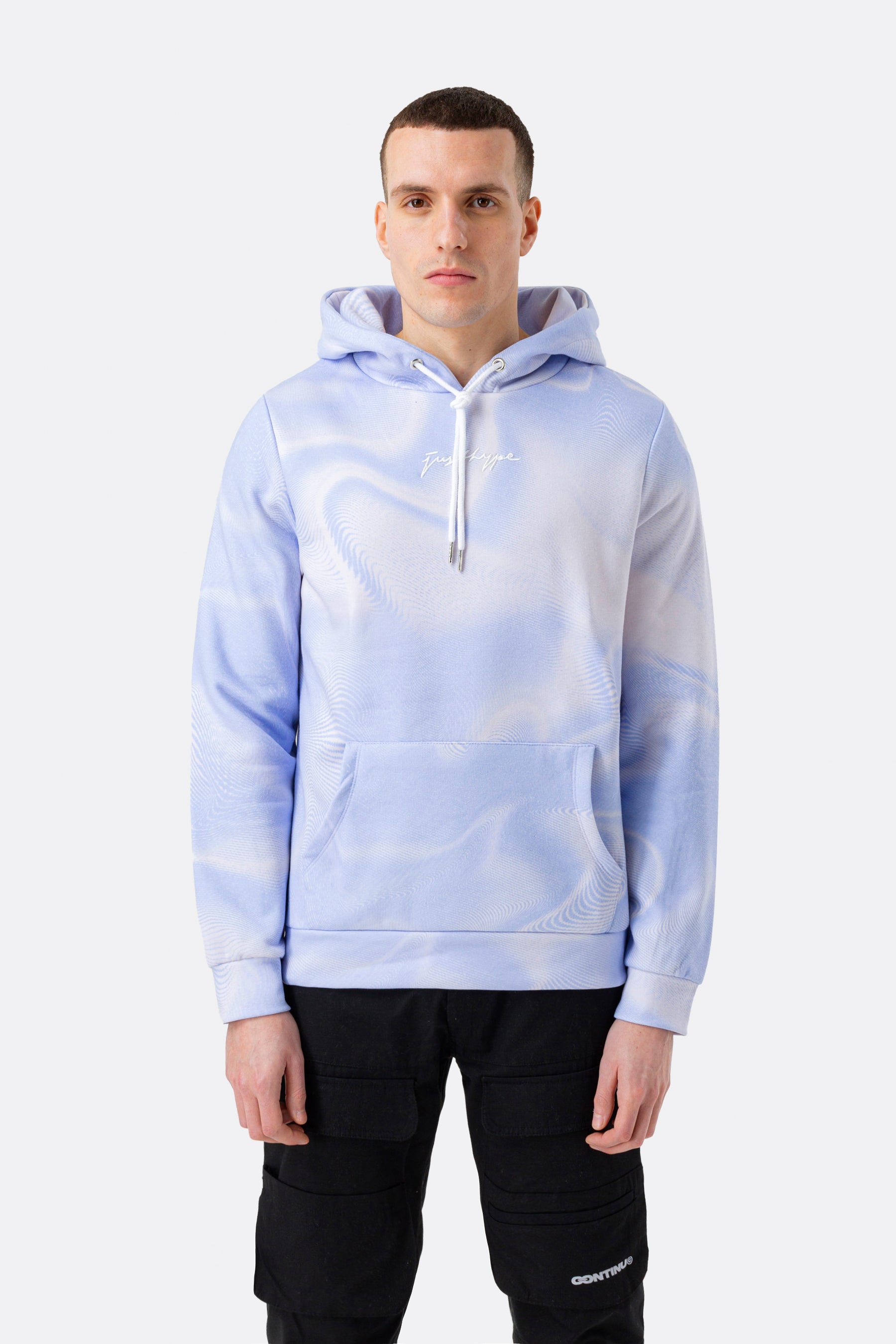 hype mens blue cornflower wave scribble hoodie