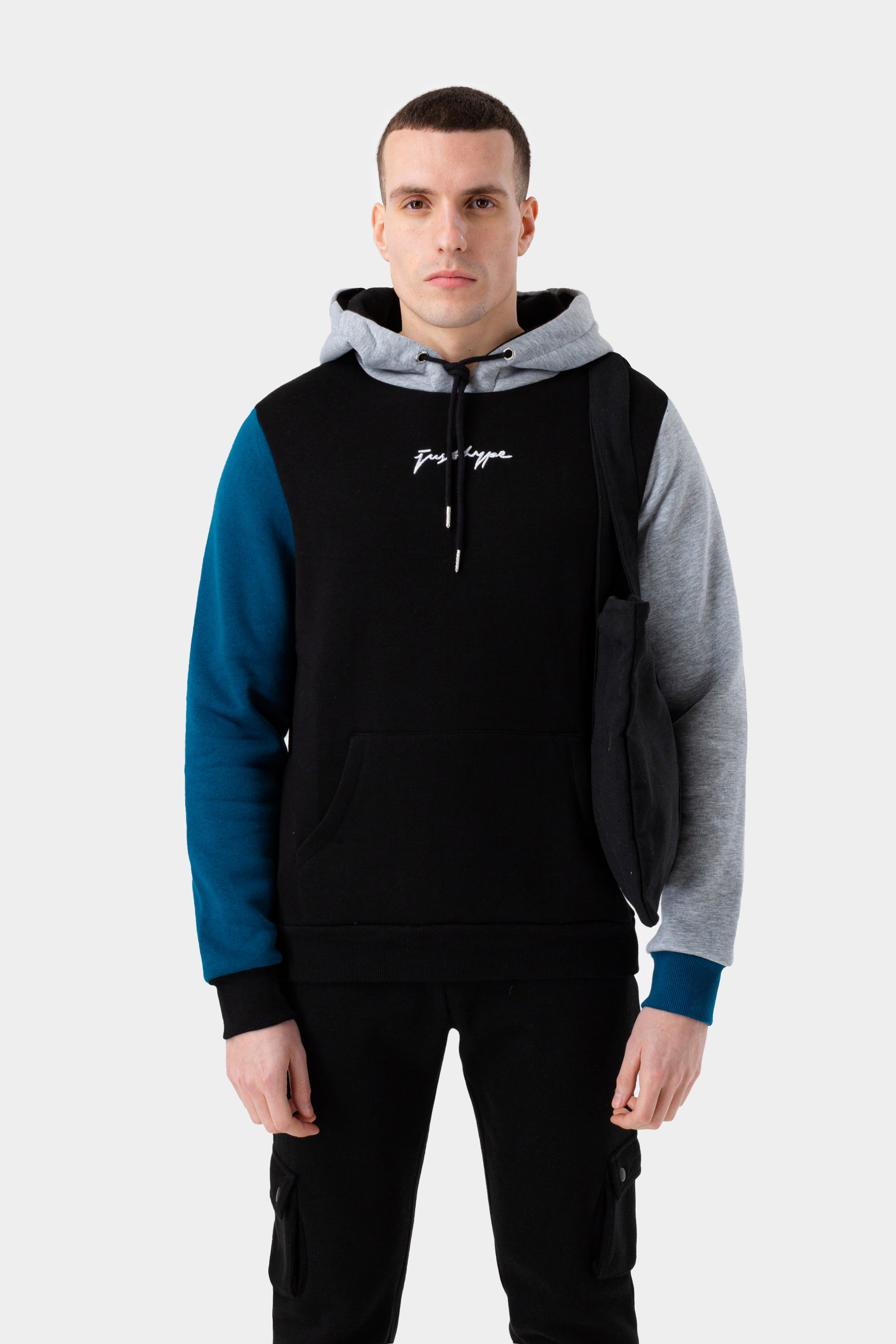 hype mens black thompson splice scribble hoodie