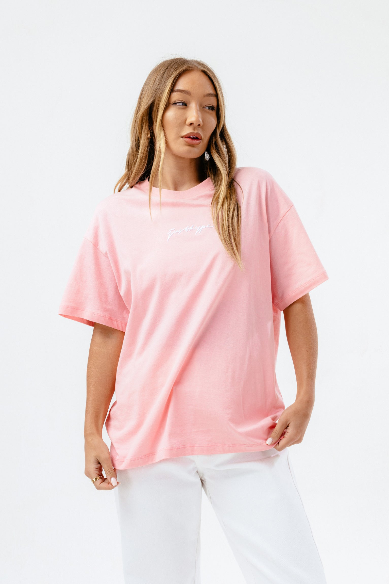 hype womens pink scribble boxy t-shirt