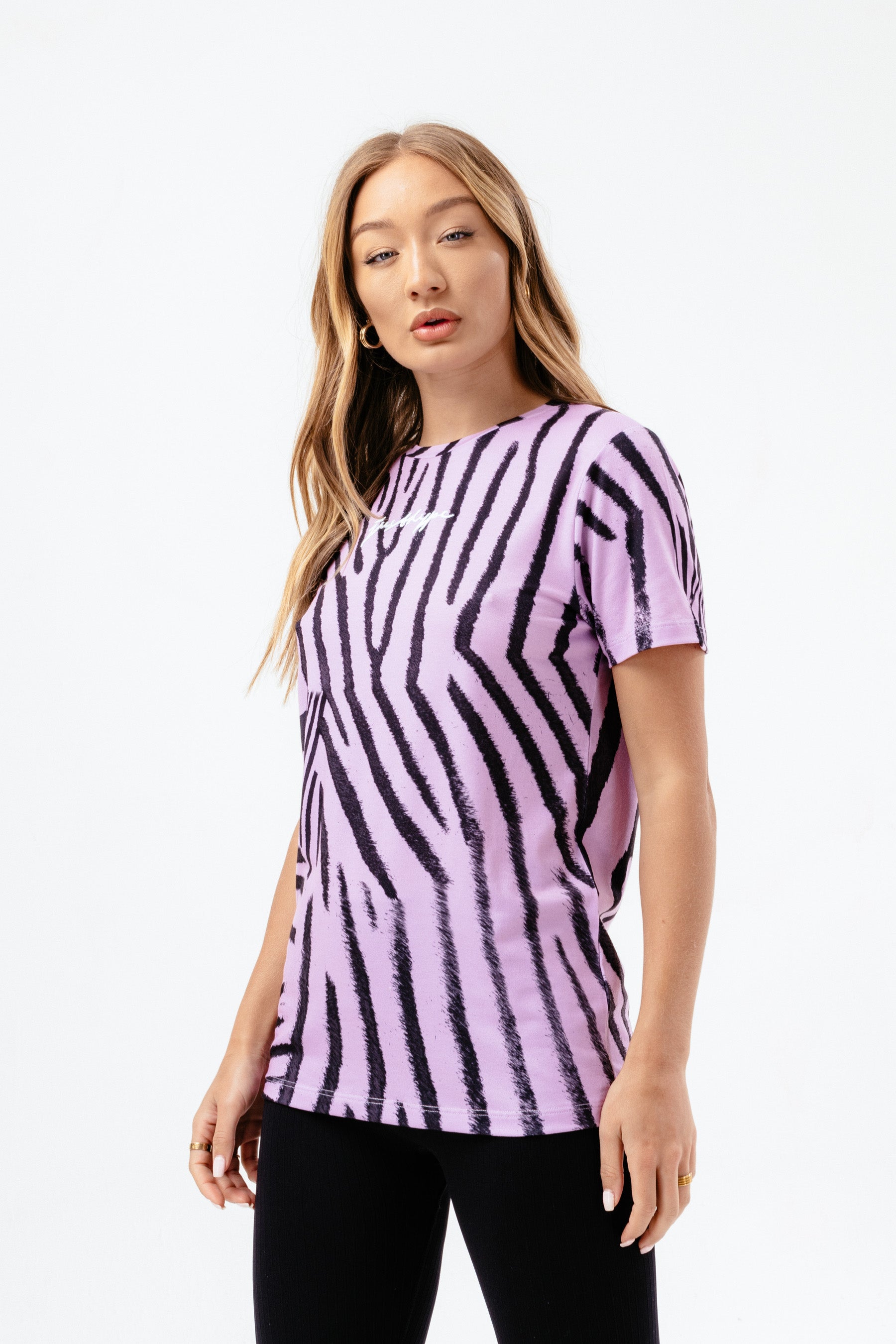 hype womens lilac zebra scribble t-shirt