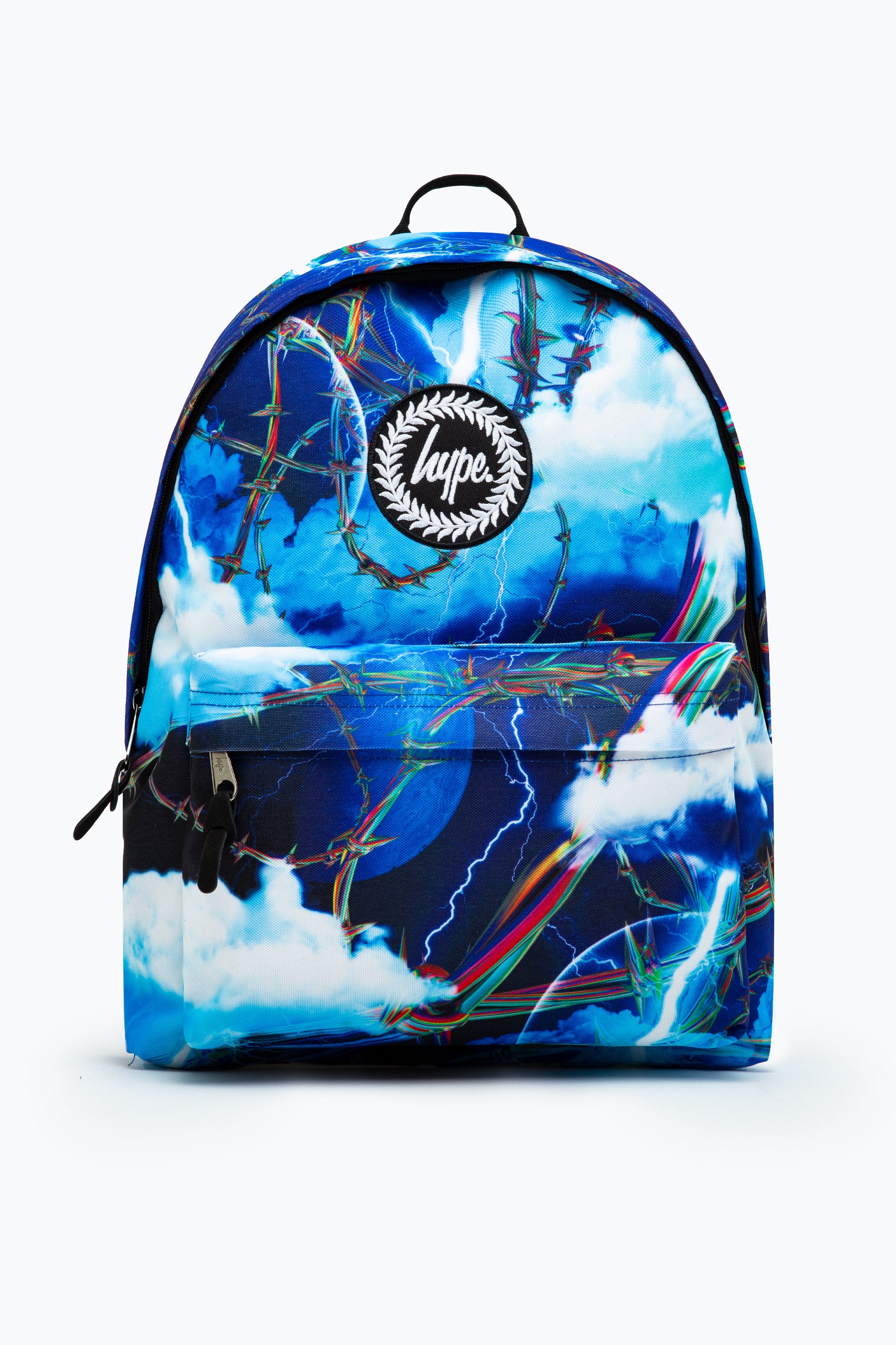 hype unisex blue lightning barbwire crest backpack