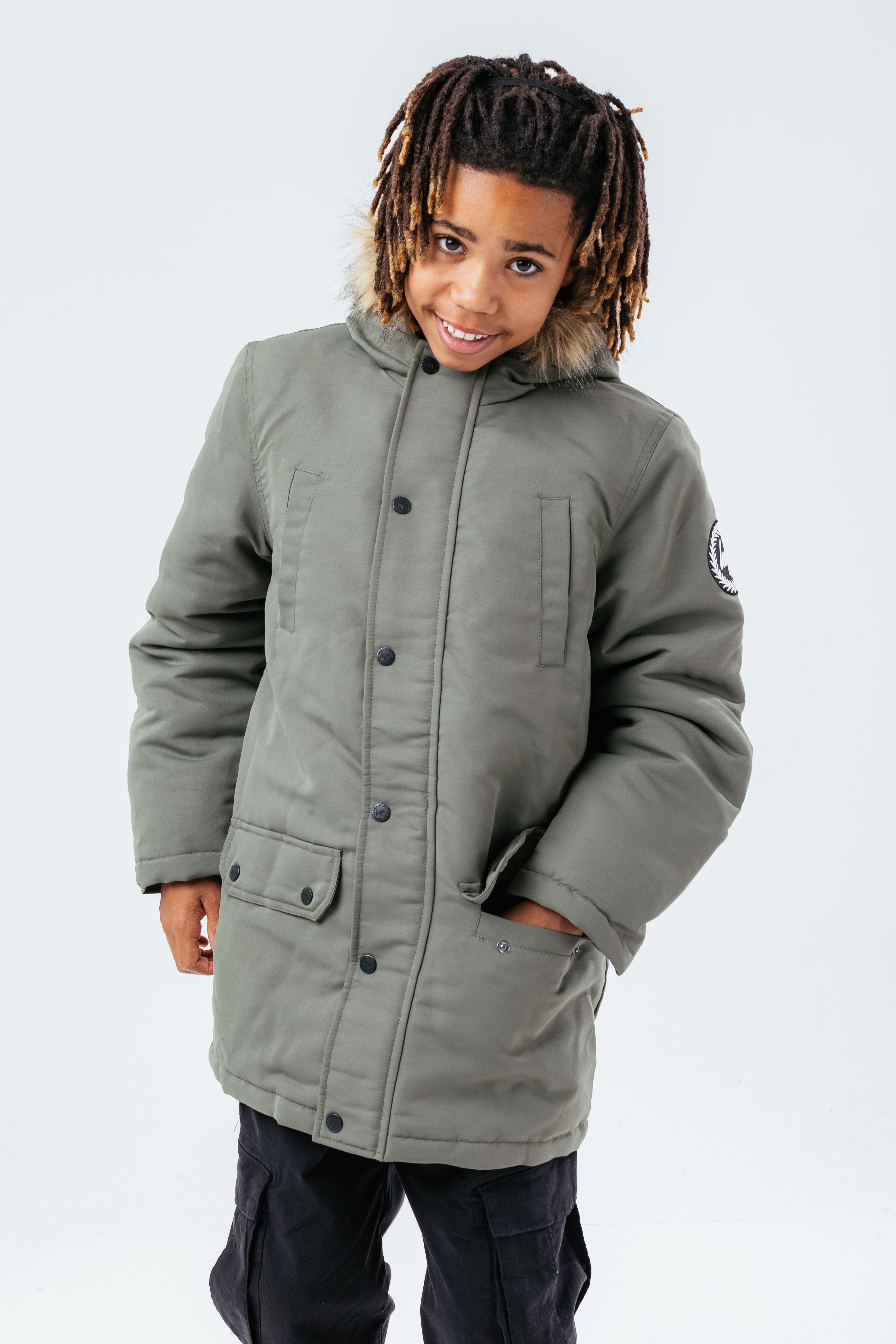 hype green boys parka jacket