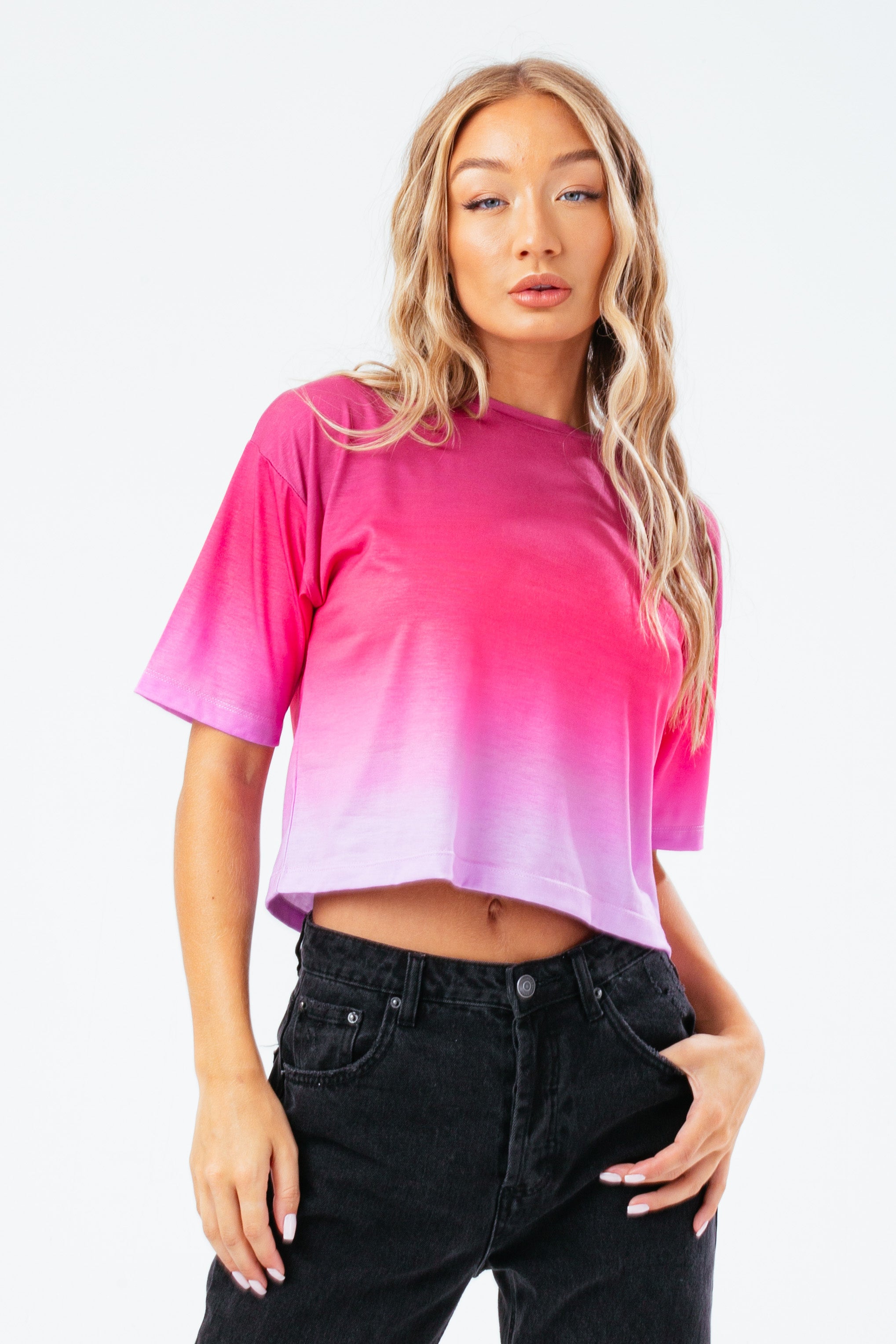 hype raspberry fade oversized women’s t-shirt