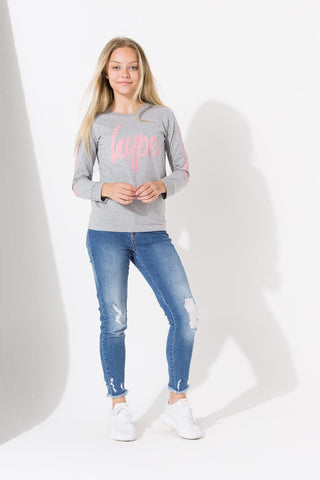 HYPE GREY CREST KIDS L/S T-SHIRT