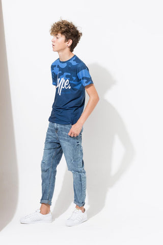 HYPE NAVY CAMO FADE KIDS T-SHIRT