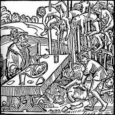 Woodcut - Vlad The Impaler - Impales Boyars