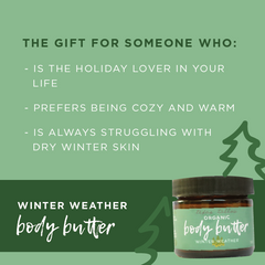 Winter Weather for the holiday lover. cookie sugar smelling body butter, natural tallow balm