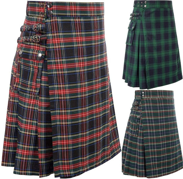Scottish Mens Kilt Traditional Highland Tartan Utility Kilt 