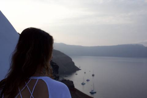 View From Our Private Balcony at Caldera Premium Villas, Oia, Santorini, Greece