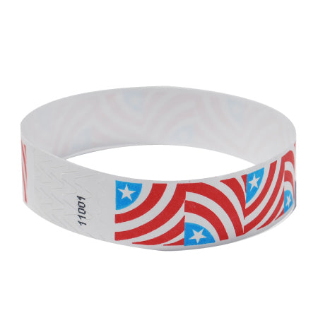 red, white, and blue tyvek wristband for patriotic holiday