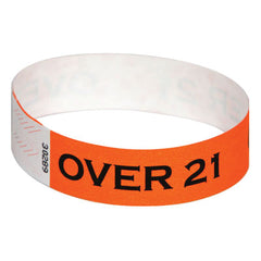 bright orange over 21 tyvek wristband