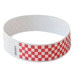 red and white checkered tyvek event wristband