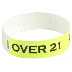 Yellow Over 21 Tyvek Wristbands