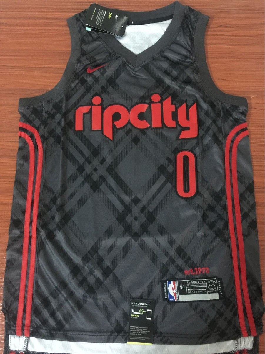 Damian Lillard Autographed Portland Swingman Jersey The Shot Logo Lillard  Inscription - BAS