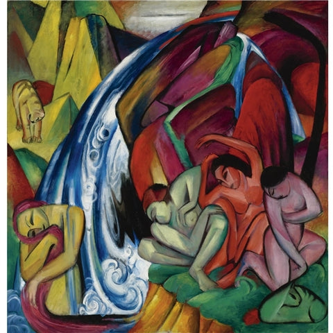 The Waterfall (Women under a Waterfall), 1912, Franz Marc