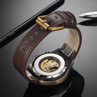 montre squelette steampunk marron