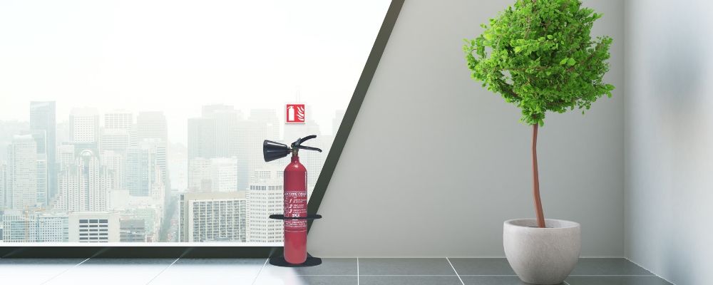 Fire extinguisher design stand