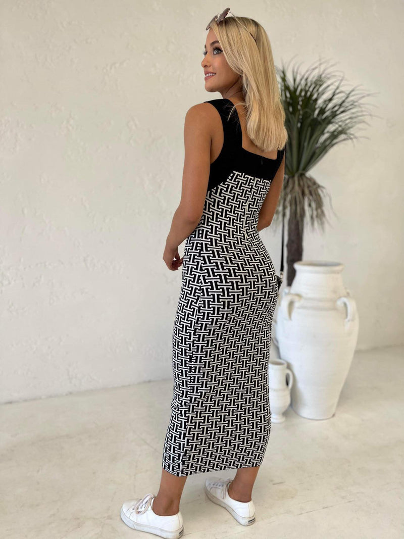 Mono Knit Midi Dress