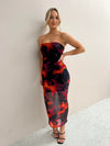 Kapri Strapless Dress - Flame