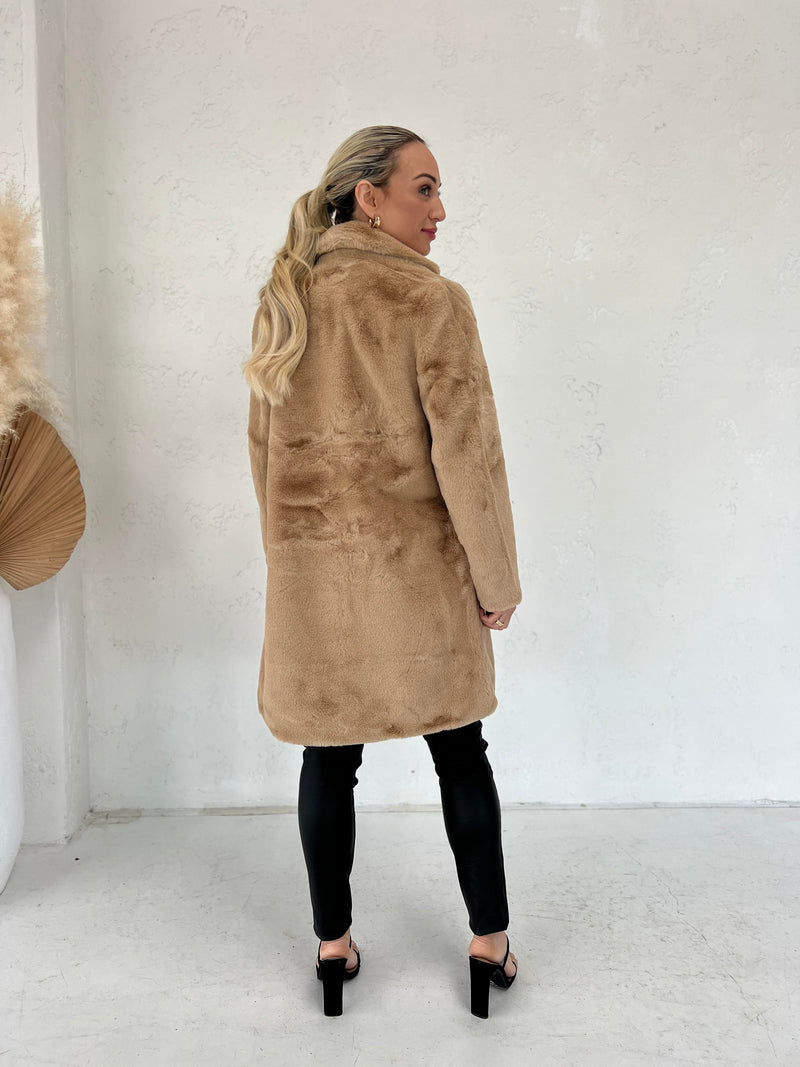 Jungle Fur Coat - Biscotti