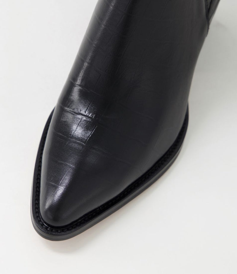 Morene Boots - Black Croc Leather - Django & Juliette