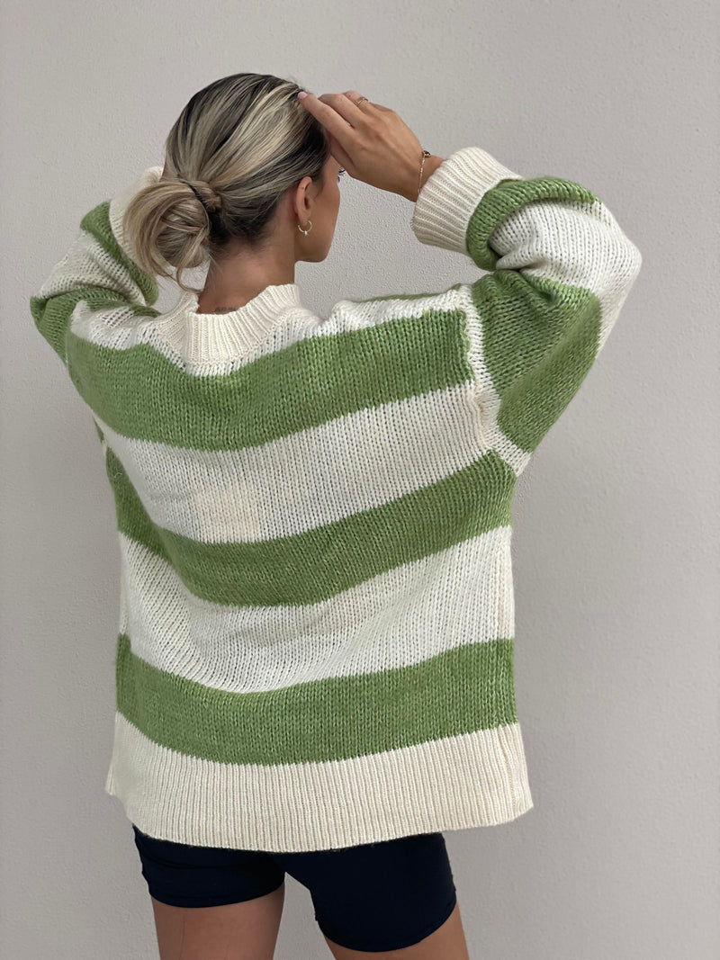 Winterly Sweater - Green Stripe