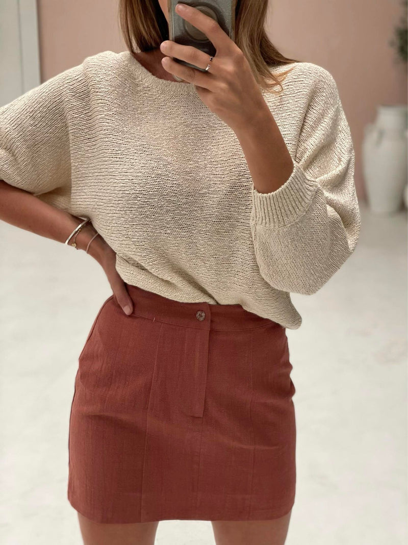 Sammy Linen Skirt - Rust