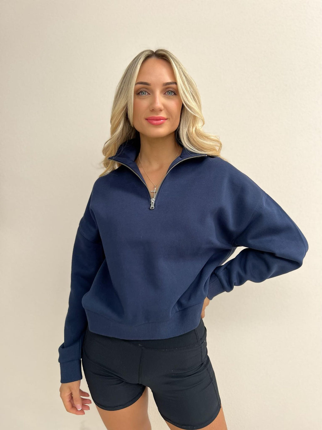 Carter Classic Zip Front Sweat - Midnight