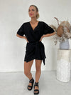 Blair Linen Wrap Dress - Black