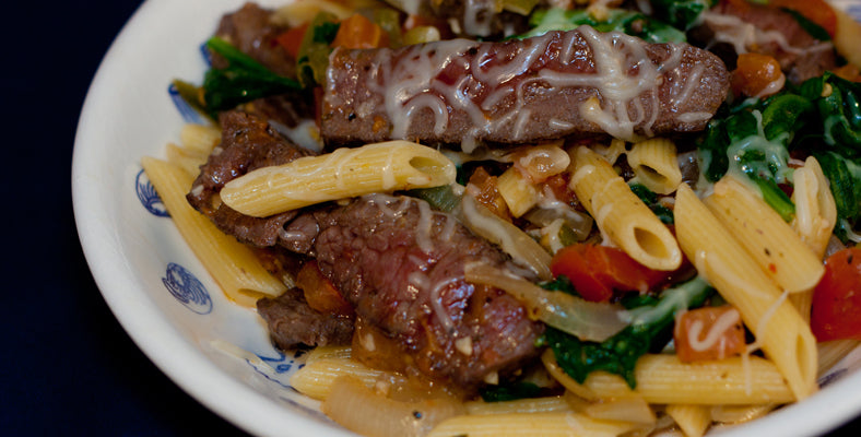 Bison Steak with Penne Pasta & Vegetables