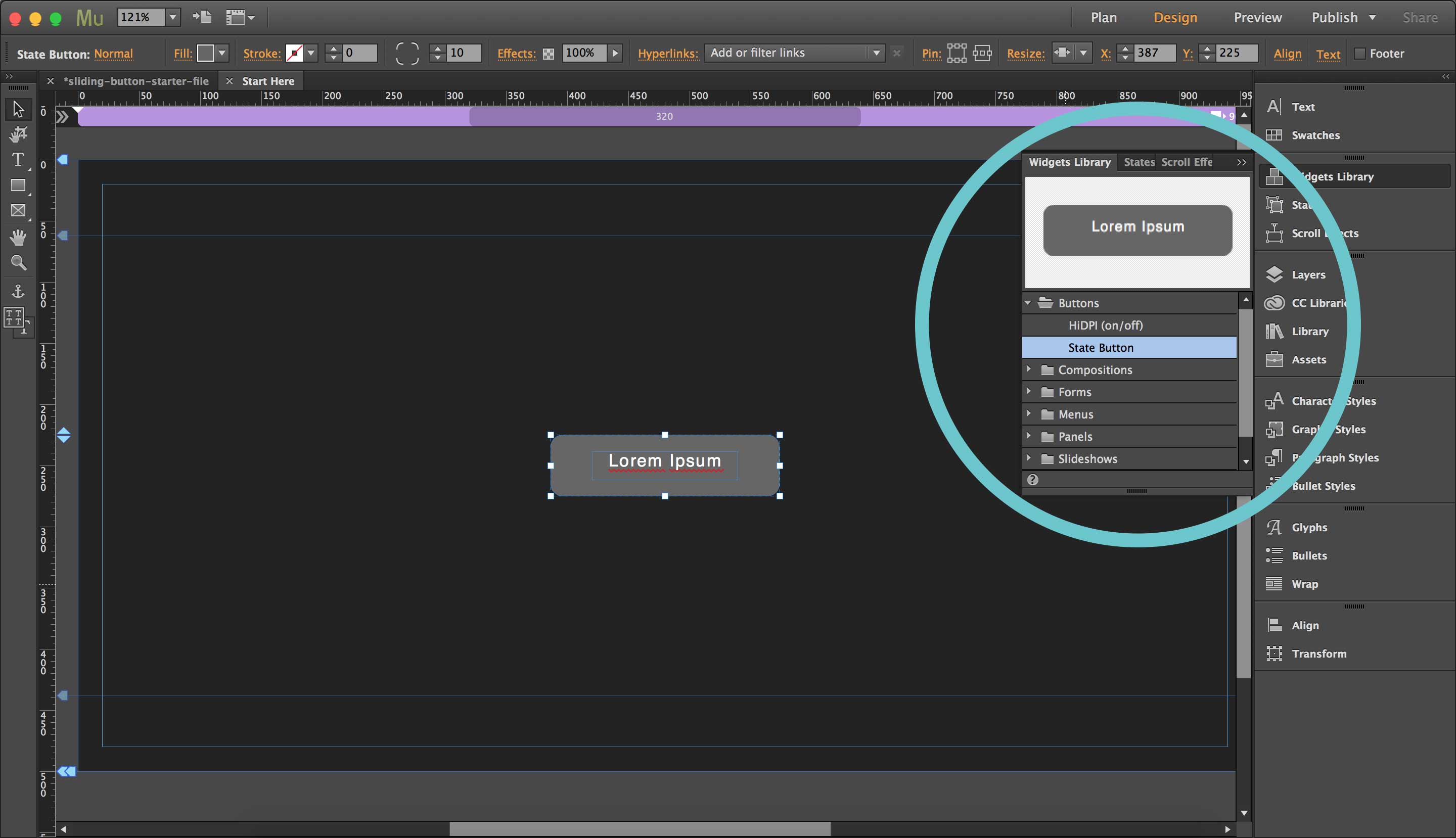 Screenshot - Sliding Buttons - Step 1