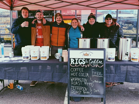 Our team posed for a picture at our first event called Rigs & Coffee. I’m the second one from the right