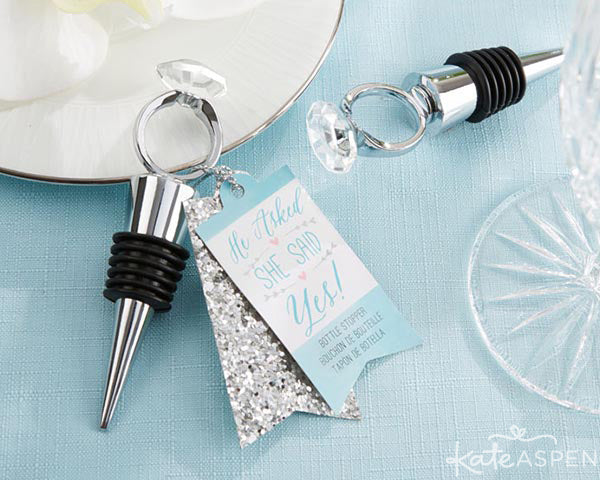 Engagement Ring Bottle Stopper | Kate Aspen Engagement Party Favors and Decor | Bridal Shower Favors and Decor | He Asked She Said Yes!  
