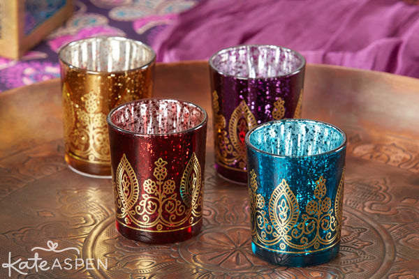 Jewel Tone Indian Wedding Tea Light Holders | Reception Decor from Kate Aspen