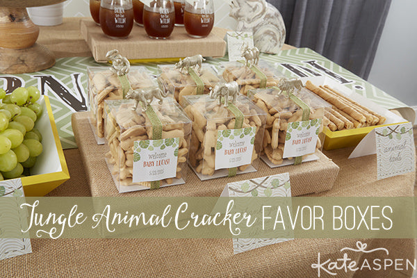 Born to Be Wild Party | Jungle Themed Baby Shower | Safari Shower | Animal Cracker Favors | DIY Gold Animals 
