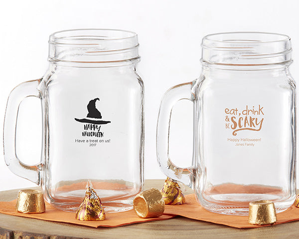 Personalized Mason Jar Mugs | 6 Spooky Halloween Party Essentials | Kate Aspen