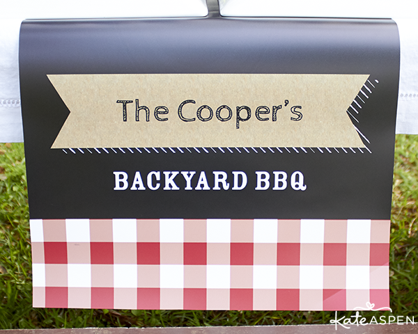 Customized barbecue table runner with gingham design