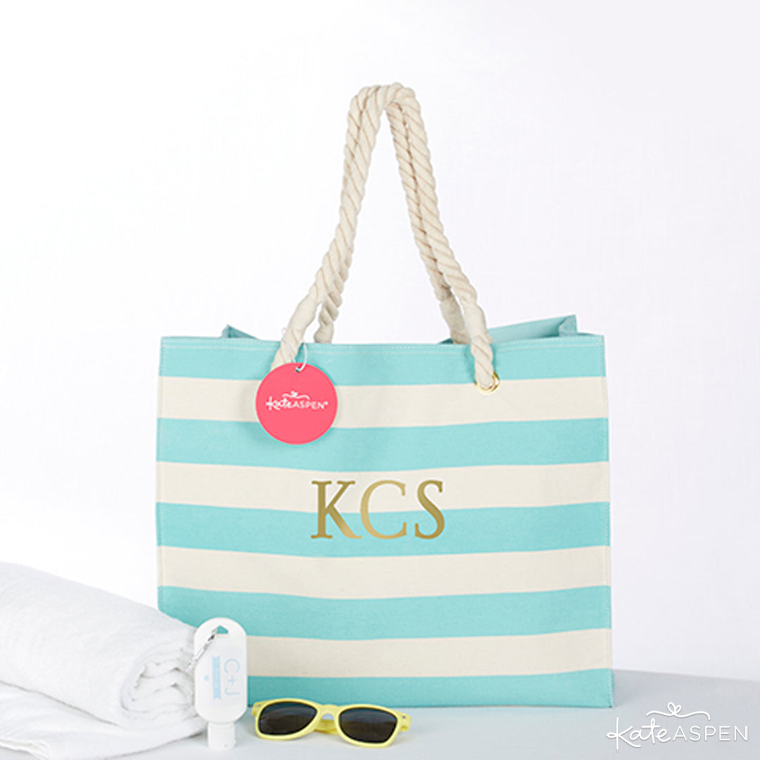 Striped Cabana Tote Bag with Rope Handles | Kate Aspen