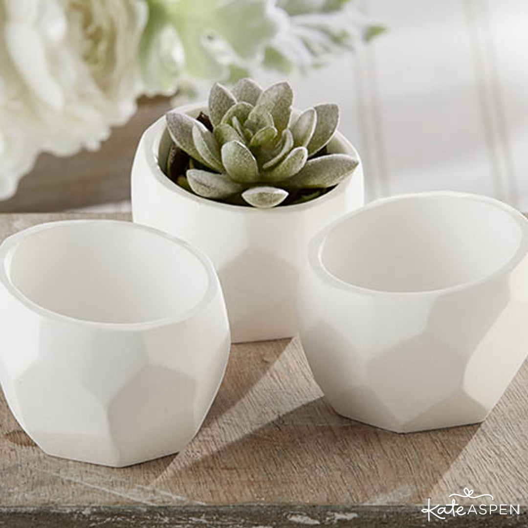 "Modern Garden" Geometric White Planter | Kate Aspen