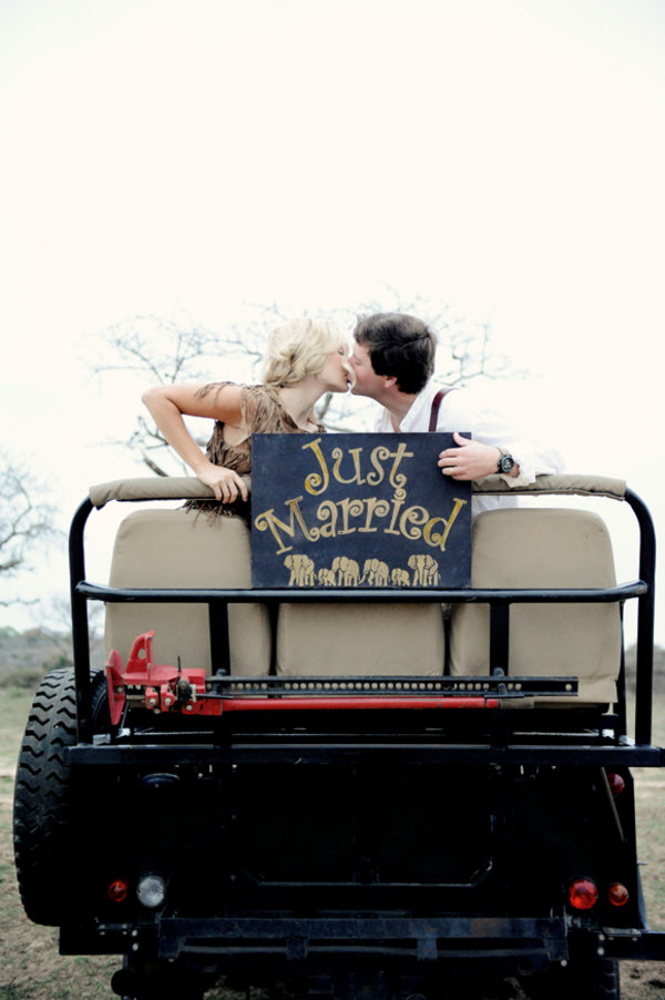 Bride and Groom Just Married in Jeep in Africa | Sarah Marie Photos