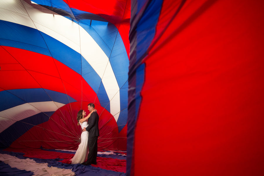 Bride and Groom in Hot Air Balloon Art Installation | Candice C Cusic Photography