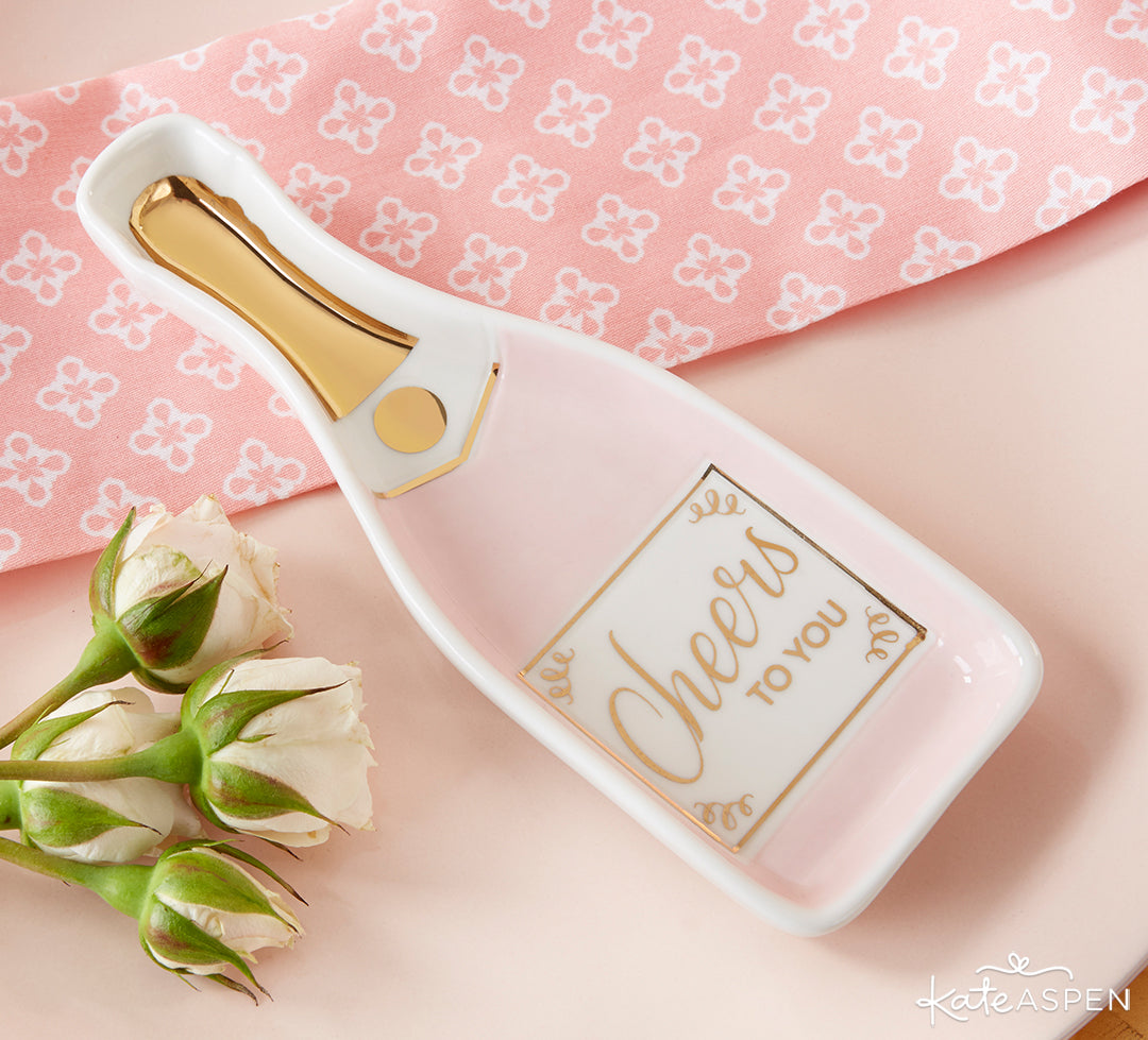 Pink Champagne Trinket Dish | A Stocking Stuffer Holiday Gift Guide | Kate Aspen 