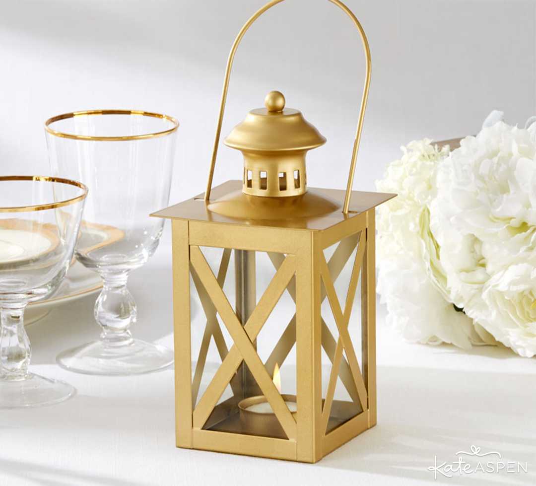 Classic Gold Lantern | Must-Have Decor to Match Your Living Coral Wedding | Kate Aspen