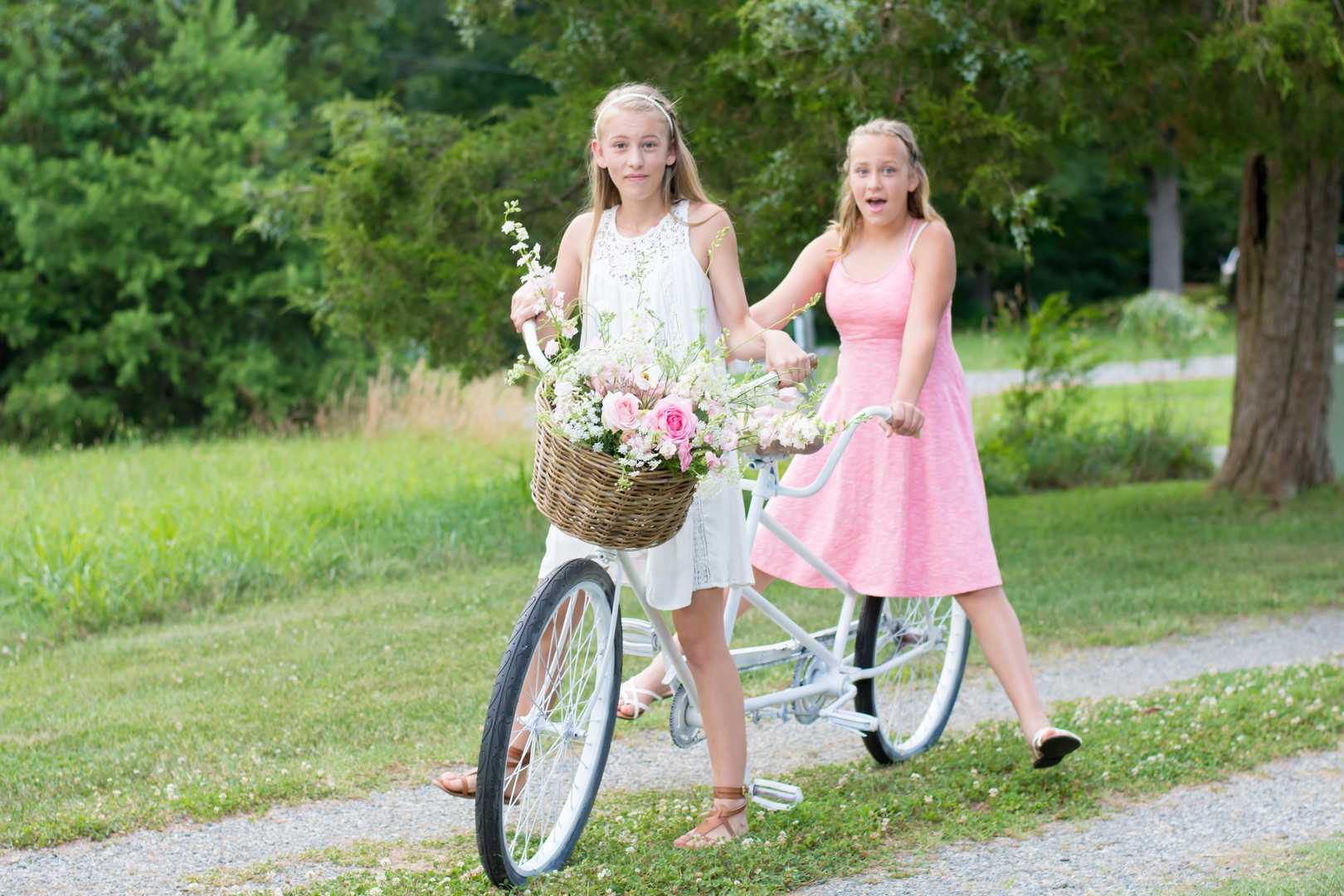 Two Girls on a Bike | A Lovely Garden Birthday Party | Kate Aspen