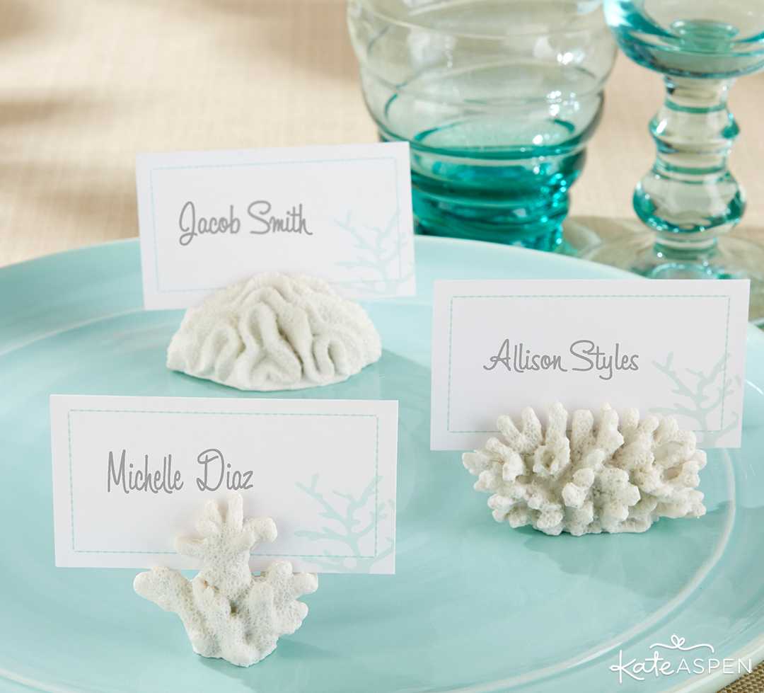 Coral Place Card Photo Holder | Must-Have Decor to Match Your Living Coral Wedding | Kate Aspen