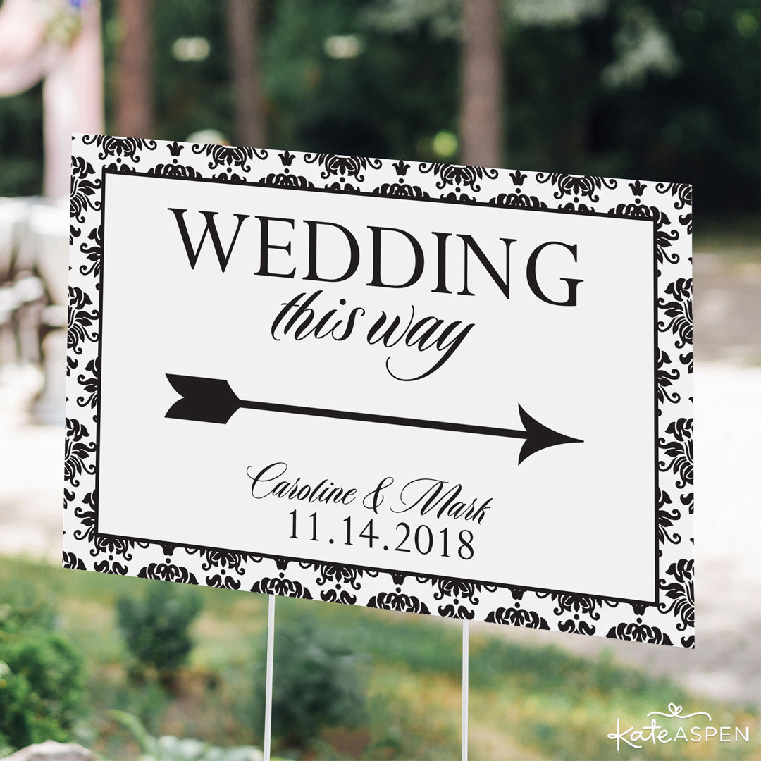 Damask Directional Sign | 6 Wedding Signs for Your Special Day | Kate Aspen