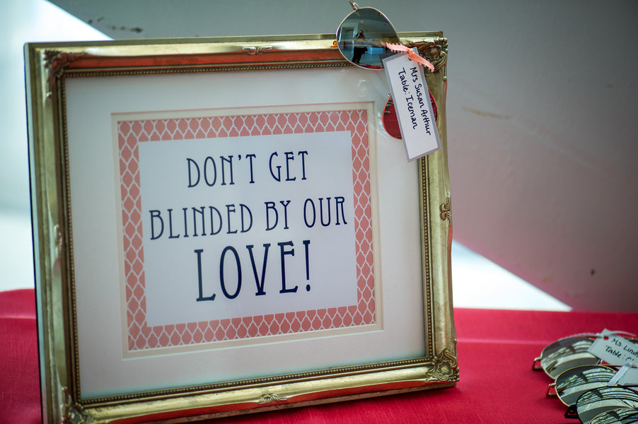 Don't Get Blinded By Our Love Sign  | Aviation Themed Wedding | Red Bridge Photography