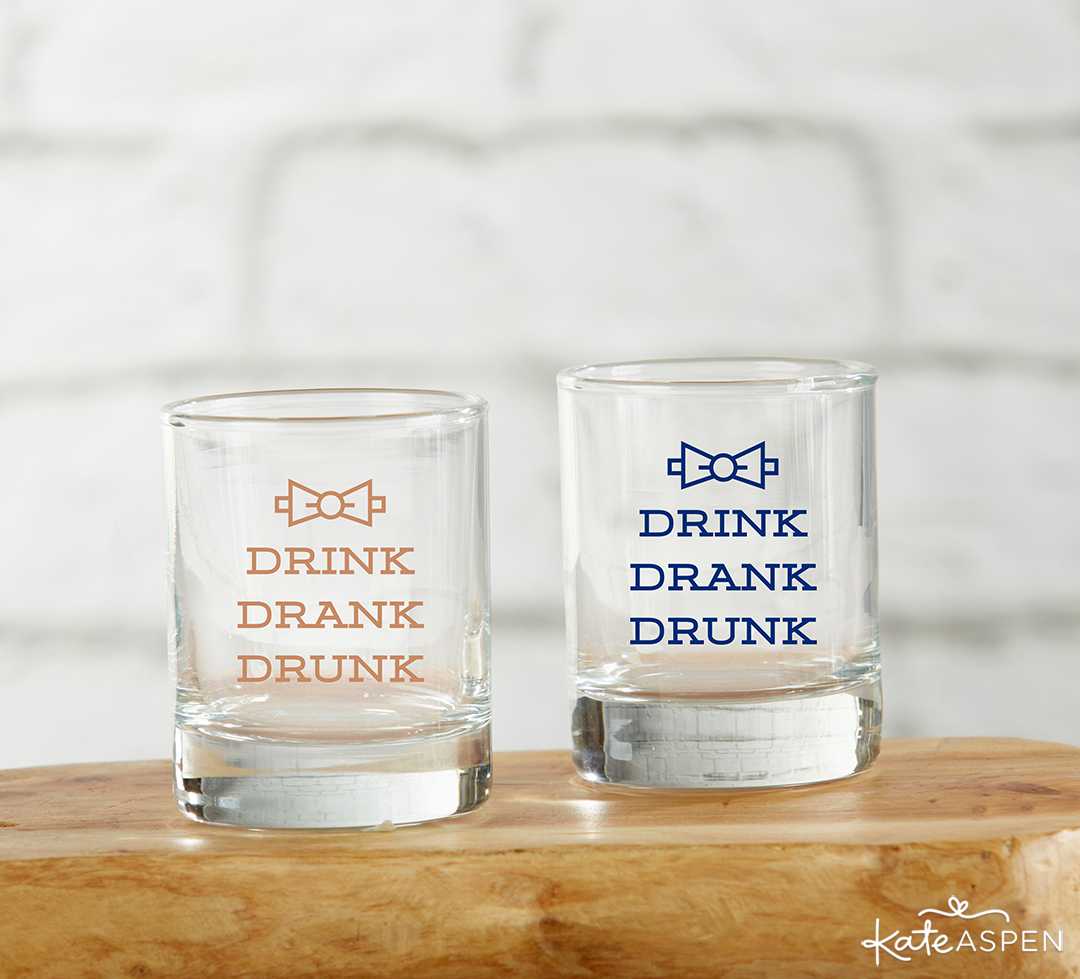Drink Drank Drunk Shot Glass | 8 Groomsmen Gift Ideas | Kate Aspen