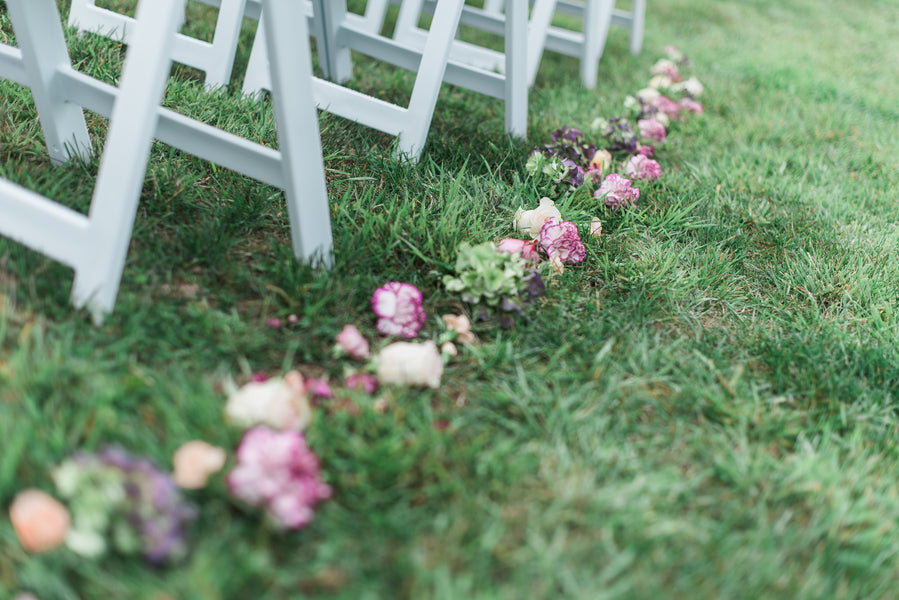 Flower Lined Aisle | Boho Wedding Inspiration | B. Jones Photography